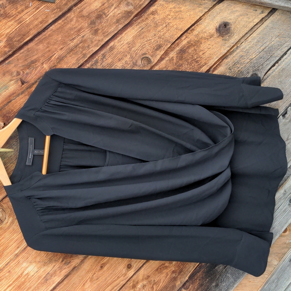 BCBG Blouse Jaklyn Draped Front Long Sleeve Top  Medium